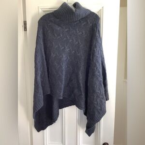 NWT Charcoal / Heather Wool Cashmere TurtleNeck Poncho / Cape /  Sweater S/M